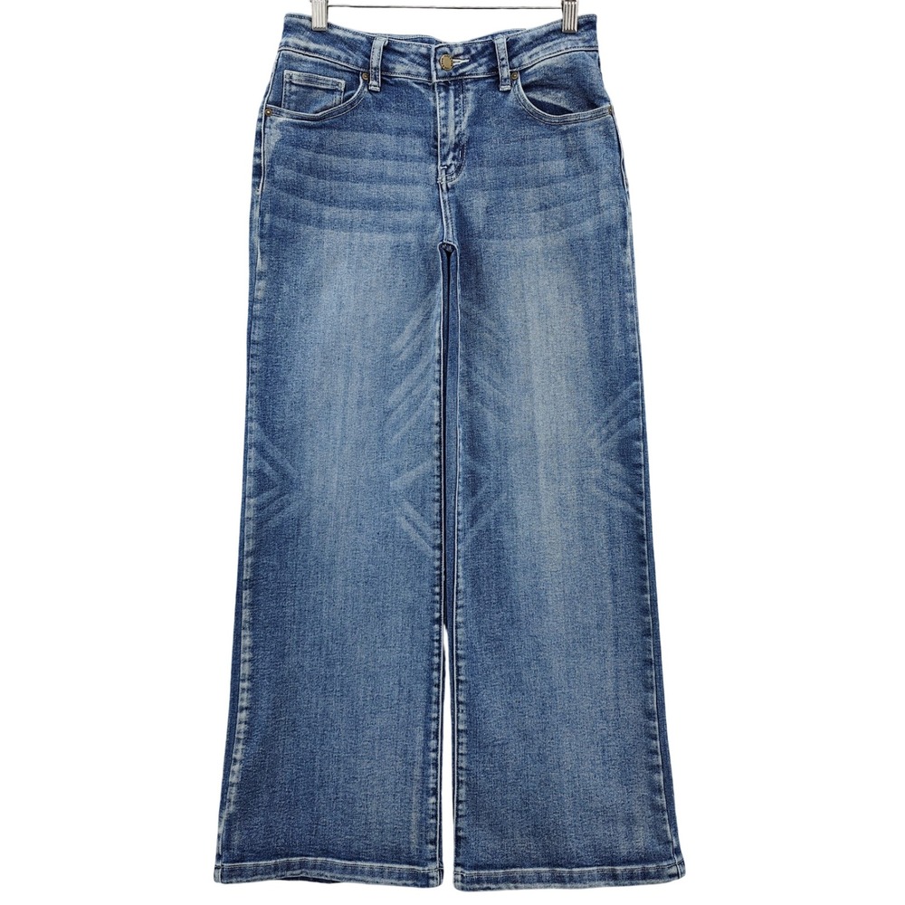Fire & Rain Womens Boho Retro Wide Leg Jeans 9/29 Blue High Rise Stretch Denim